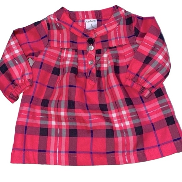 Carters pink plaid shirt 3 months new without tags - Picture 1 of 4